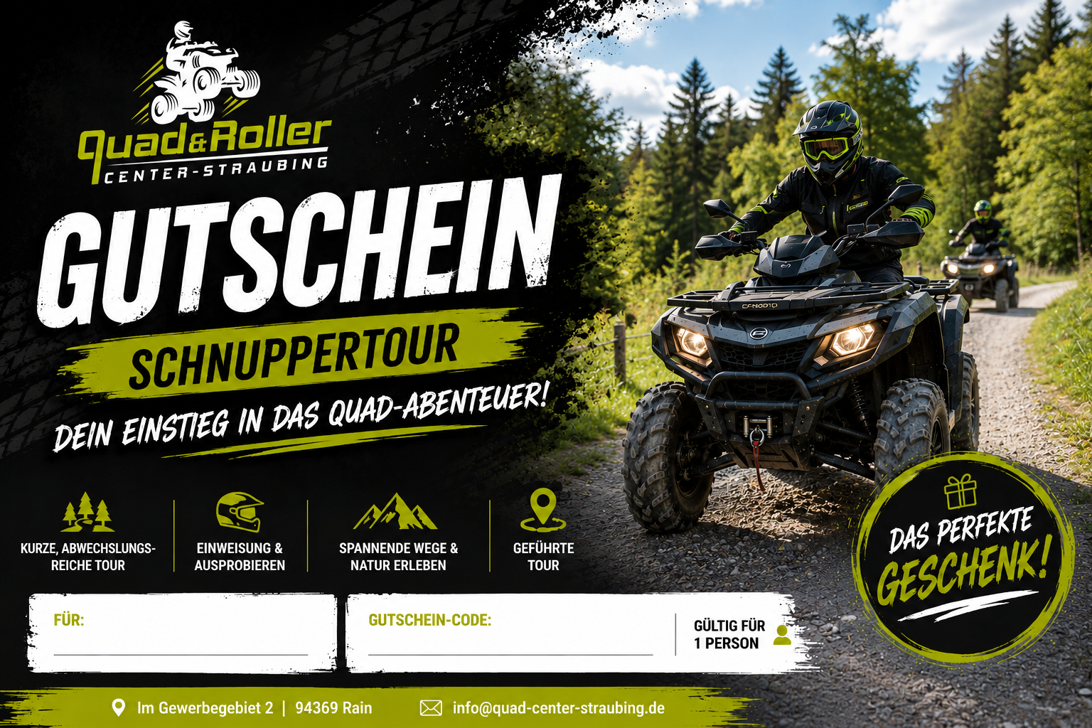 Gutschein Geführte Quad Schnuppertour 2026, zum Herunterladen